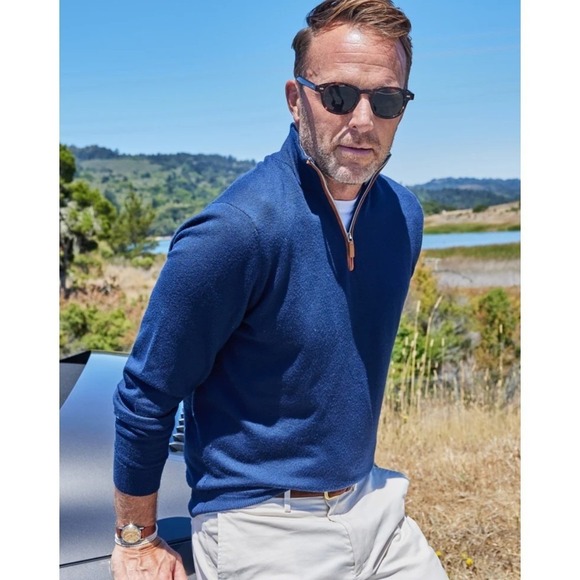 Collars and Co Cashmere Touch Australian Merino Quarter Zip Sweater Size Medium - Picture 4 of 9